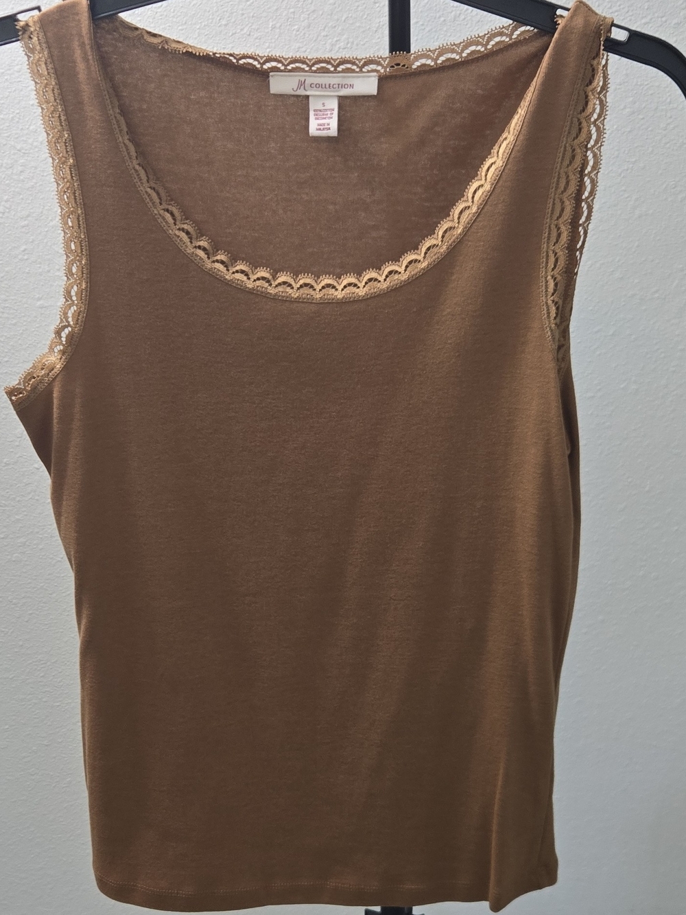 JM Collection Women's Lace-Trim Tank Top - Brown
